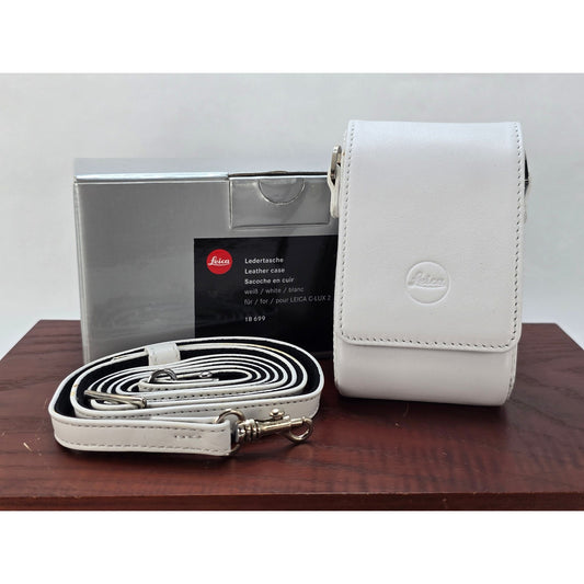 [Pre-owned] Leica 18699 Genuine Leather Camera Case White for C-LUX 2 — Unused — Japan #2477