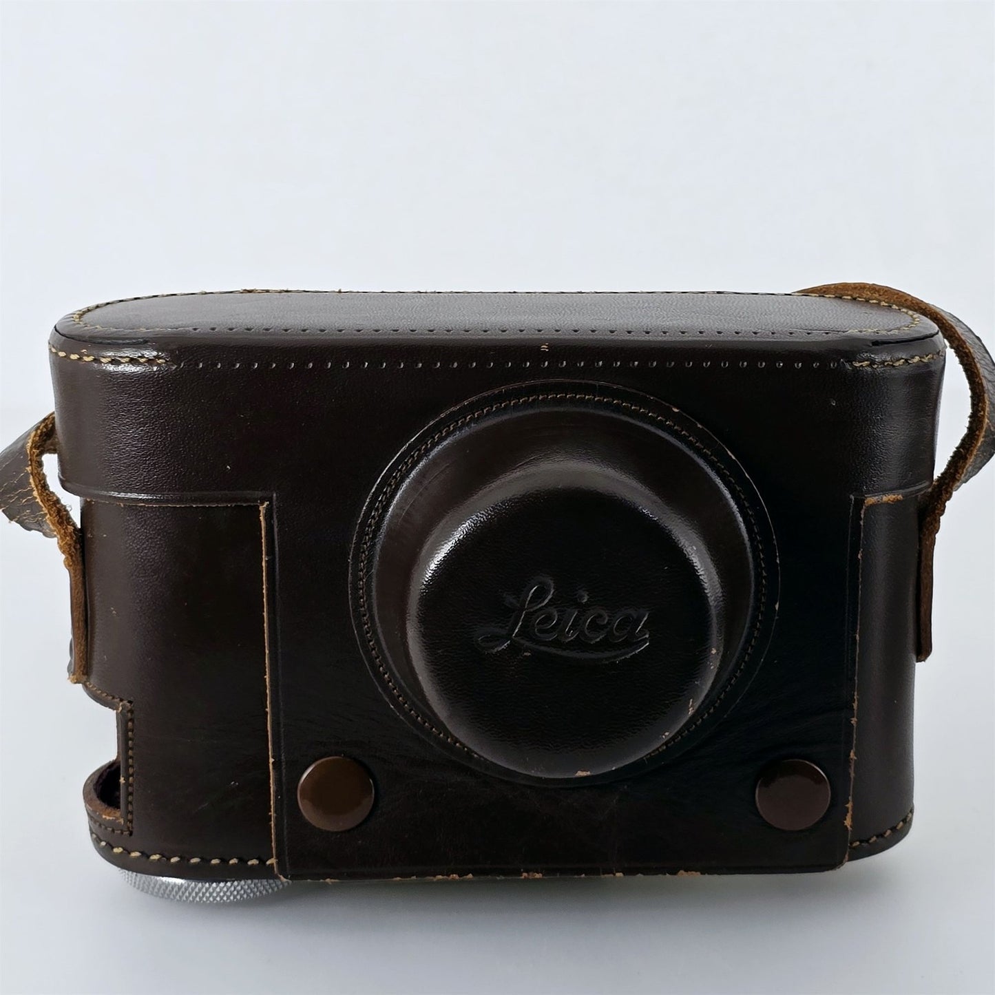 [Pre-owned] Leica Vintage Brown Leather Camera Hard Case — Excellent+++++ — Japan #5456